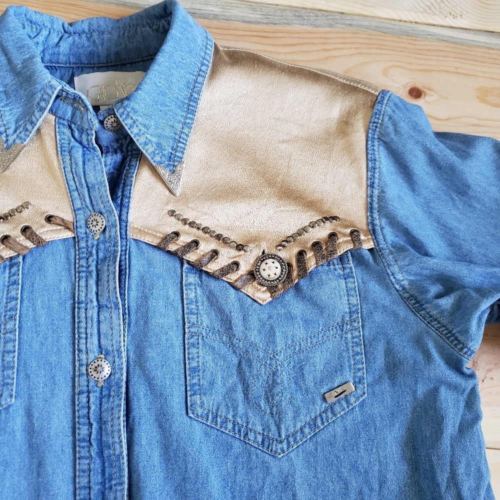 Cache Vntg Western Denim women's shirt